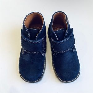 Pablosky kids genuine suede blue Velcro booties
